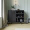 Flash Furniture Elmont Bar and Sideboard w/Shaker Style Single Door Cabinet w/Hanging Glass and Shelves, Black NAN-F-HY-B23113-BLK-GG - alternate 1